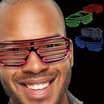 LED Slotted  EL Sunglasses - Variety of Colors - Bright Red