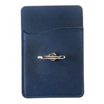 Leeman Card Holder w/Metal Ring Phone Stand - Navy Blue