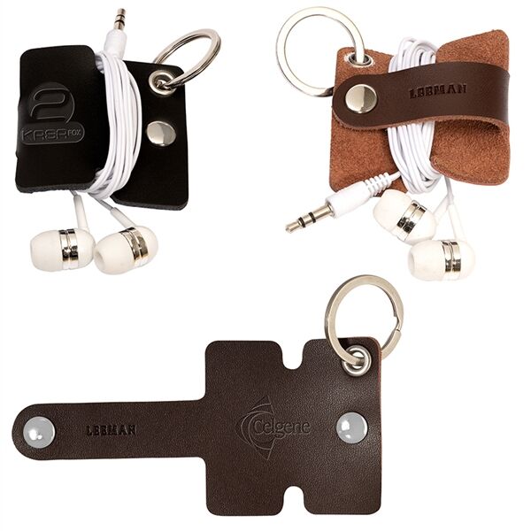 Main Product Image for Promotional Leeman (TM) Genuine Leather Cord Organizer With Snap