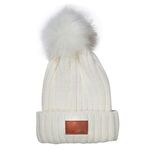 Leeman™ Knit Beanie with Fur Pom Pom -  