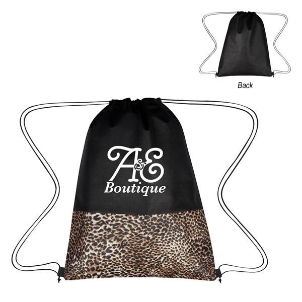 Main Product Image for Leopard Print Non-Woven Drawstring Bag