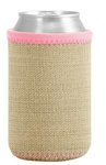 Liam Burlap Neoprene Can Insulator - Pastel Pink