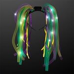 Light Up Hair Noodle Headband - Jade, Purple, & Gold Mardi Gras - Jade-purple-gold
