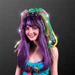 Light Up Hair Noodle Headband - Jade, Purple, & Gold Mardi Gras -  