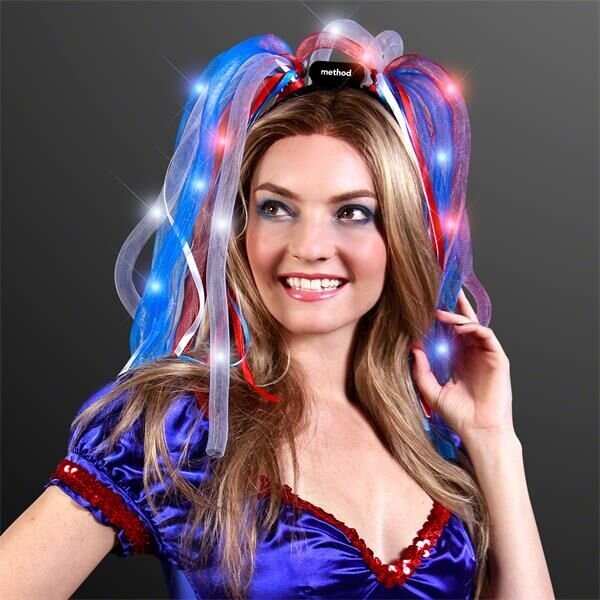 Main Product Image for Light Up Hair Noodle Headband - Red, White, & Blue