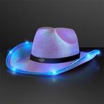 Light Up Iridescent Cowgirl Hat with Black Band -  