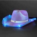 Light Up Iridescent Cowgirl Hat with White Band -  