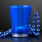 LIGHT UP SHOT GLASS ON PARTY BEAD NECKLACES - Blue