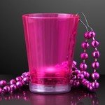 LIGHT UP SHOT GLASS ON PARTY BEAD NECKLACES - Pink