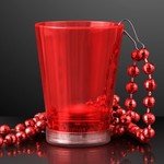 LIGHT UP SHOT GLASS ON PARTY BEAD NECKLACES - Red