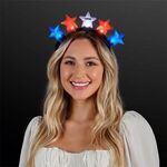 Light Up Stars Headband Red, White & Blue -  