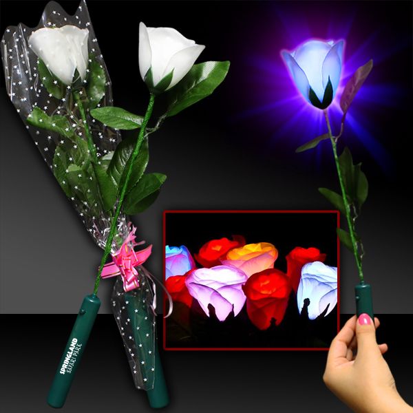 Main Product Image for Costume Light Up White Silk Rose Glow Flower With LED