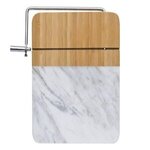 Marble and Bamboo Cheese Cutting Board With Slicer - White Marble