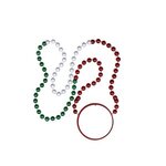Mardi Gras Beads with Inline Medallion (Red, White & Green) - Red-white-green
