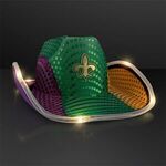 Mardi Gras LED Sequin Cowboy Hat with White Band