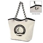 MAUI 8 OZ. LAMINATED COTTON TOTE BAG - Natural With Black