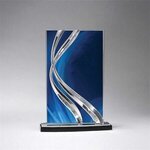Medium Sweeping Ribbon Award - Clear with Blue