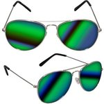 Metal Aviator Glasses - Silver-green