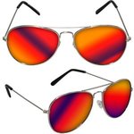 Metal Aviator Glasses - Silver-red