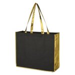 Metallic Accent Non-Woven Bag - Black With Gold