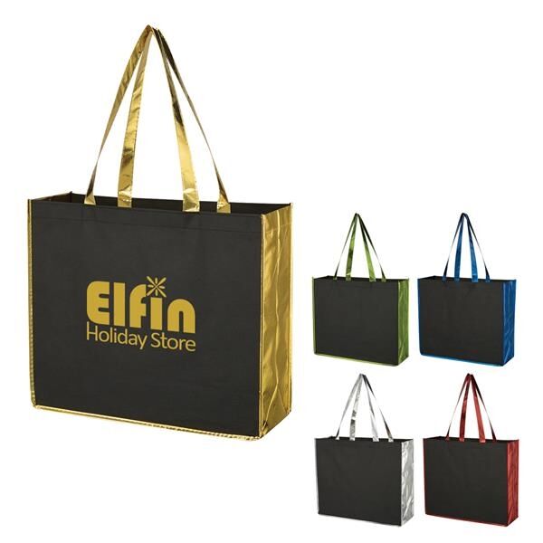 Main Product Image for Custom Printed Metallic Accent Non-Woven Bag