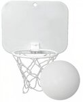 Mini Basketball with Imprinted Backboard Hoop & Ball - White