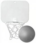 Mini Basketball with Imprinted Backboard Hoop & Imprinted Ball - Silver