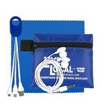 Mobile Tech Charging Cables and Earbud Kit in Zipper Pouch -  