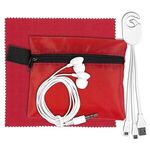 Mobile Tech Charging Cables and Earbud Kit in Zipper Pouch -  