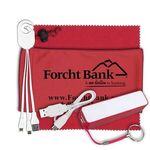 Mobile Tech Power Bank Accessory Kit w/ Cloth in Cinch Pouch -  