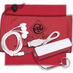 Mobile Tech Power Bank Accessory Kit with Earbuds in Pouch - Red