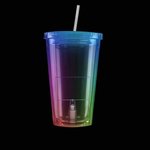 Multi Color Light Up Travel Cup with Rectangle Insert - Multi Color