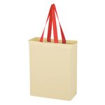 Natural Cotton Canvas Grocery Tote Bag - Red