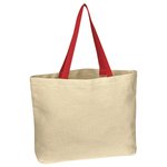 Natural Cotton Canvas Tote Bag - Red
