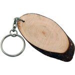 Natural Oval Wood Keyring -  