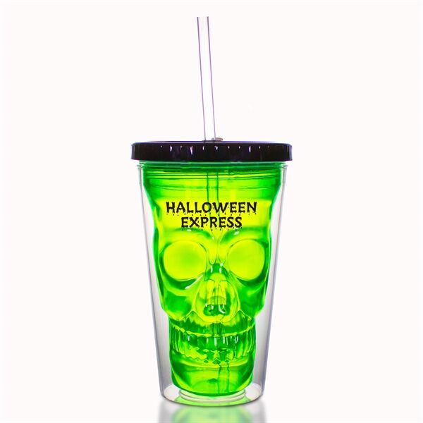 Main Product Image for Custom Printed Neon Green LED Skull Cup