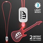 Neon Lanyard with Acrylic Guitar Pendant - Red -  