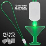 Neon Lanyard with Acrylic Martini Pendant - Green -  