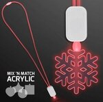 Neon Lanyard with Acrylic SnowFlake Pendant - Red -  