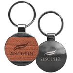 Newcastle Gunmetal & Wood Round Key Chain -  