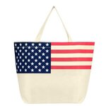 Non-Woven American Flag Tote Bag - Natural
