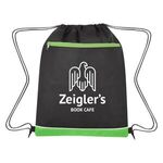 Non-Woven Bandura Drawstring Bag - Black With Green