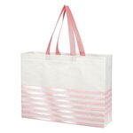 Non-Woven Horizontal Stripe Tote Bag - White Rose Gold