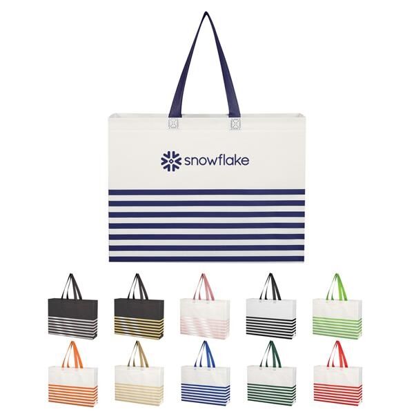 Main Product Image for Custom Printed Non-Woven Horizontal Stripe Tote Bag