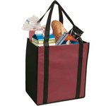 Non-woven two-tone grocery tote - Burgundy