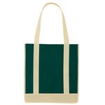 Non-Woven Two-Tone Shopper Tote Bag - Forest Grn w/ Ivory Trim