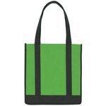 Non-Woven Two-Tone Shopper Tote Bag - Kelly Green w/ Black Trim