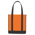 Non-Woven Two-Tone Shopper Tote Bag - Orange w/ Black Trim
