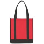 Non-Woven Two-Tone Shopper Tote Bag - Red w/ Black Trim