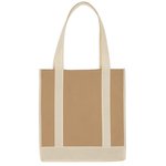 Non-Woven Two-Tone Shopper Tote Bag - Tan w/ Ivory Trim